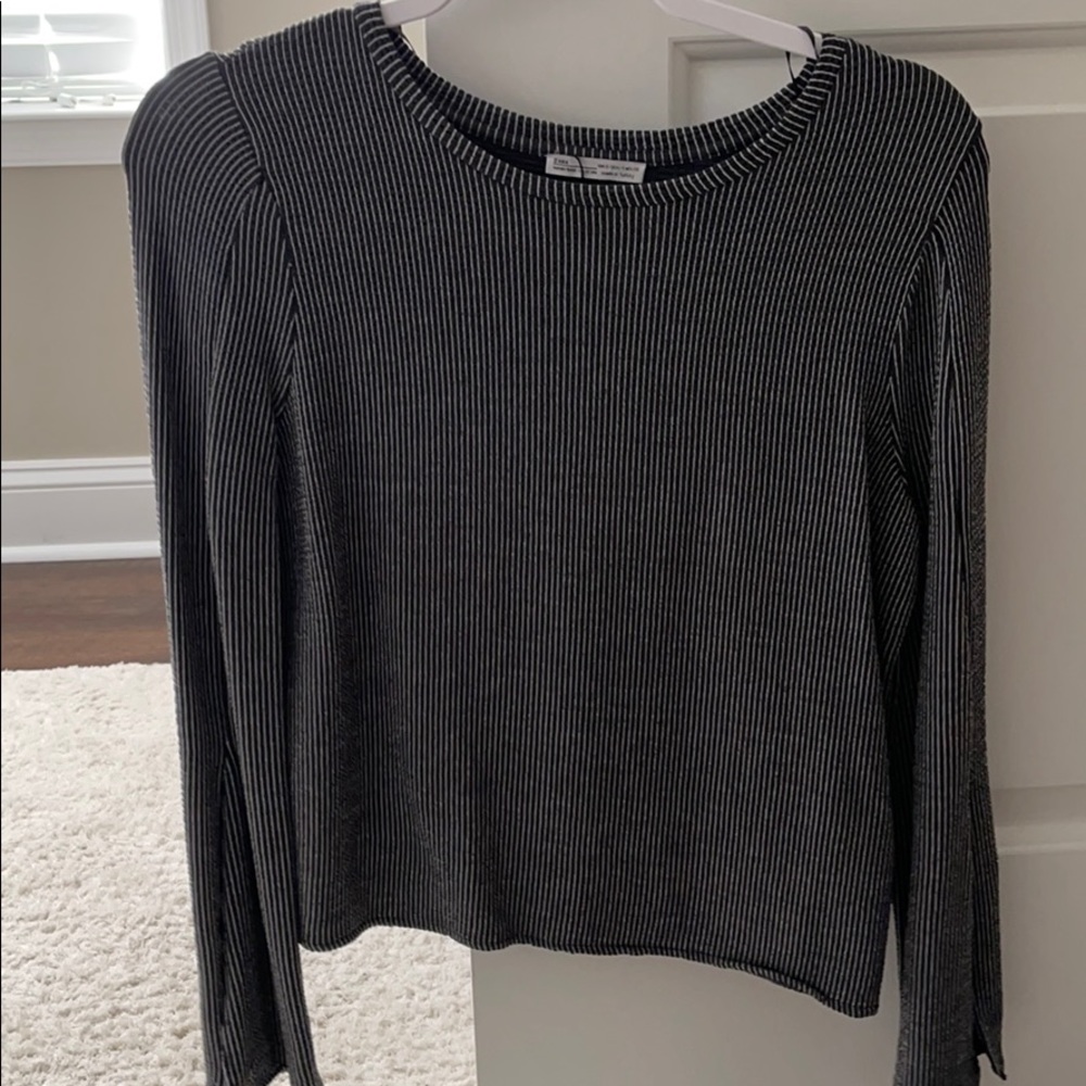 zara long sleeve slit shirt